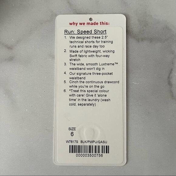 Lululemon Run Speed Short Black / Power Purple / Quilt Summer zip pocket floral - Picture 4 of 8